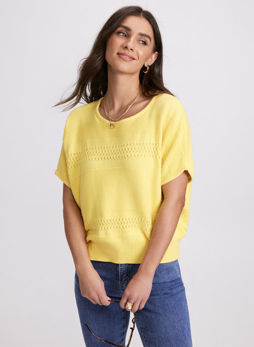 Mixed Knit Dolman Sweater