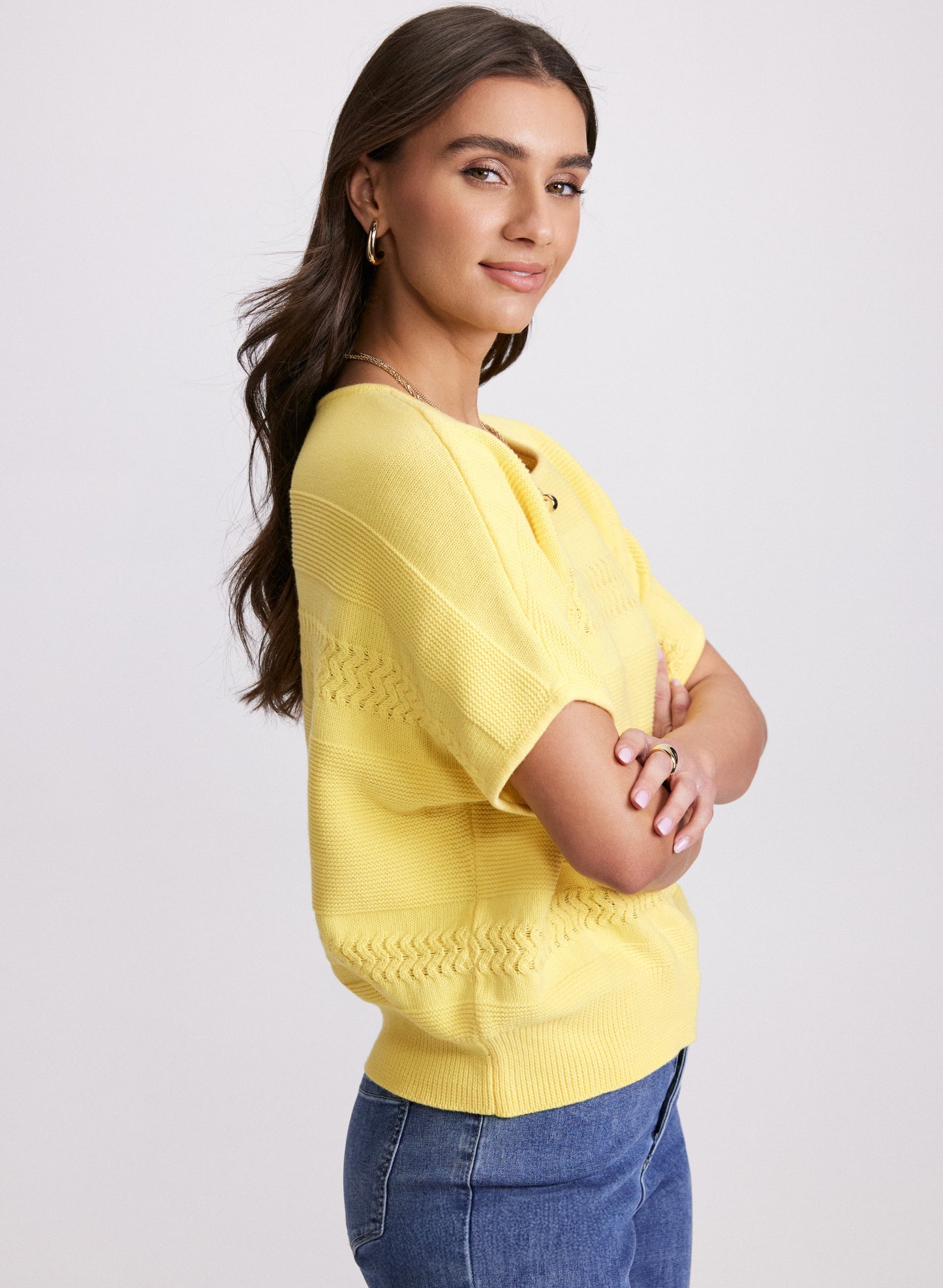 Mixed Knit Dolman Sweater