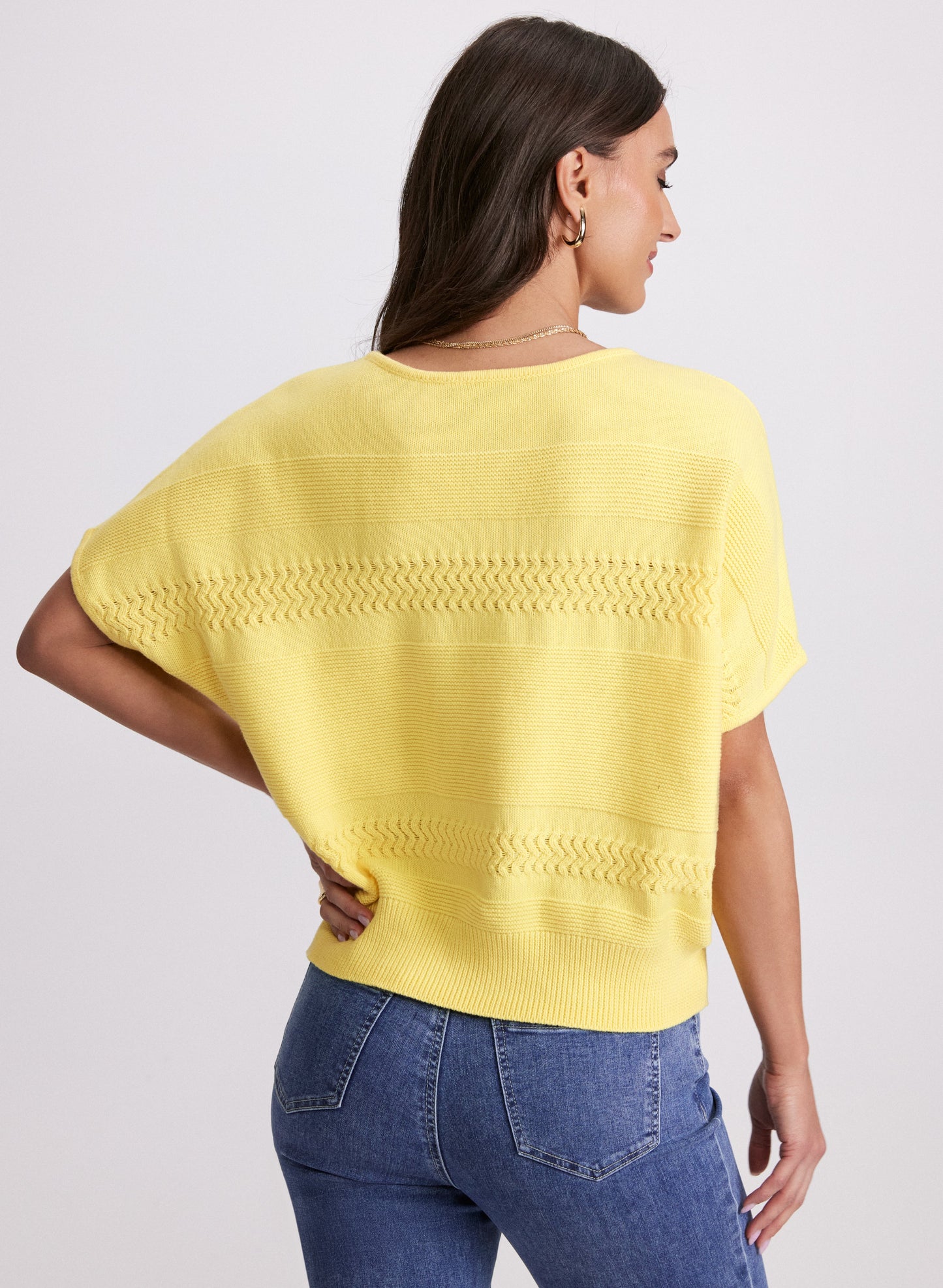 Mixed Knit Dolman Sweater