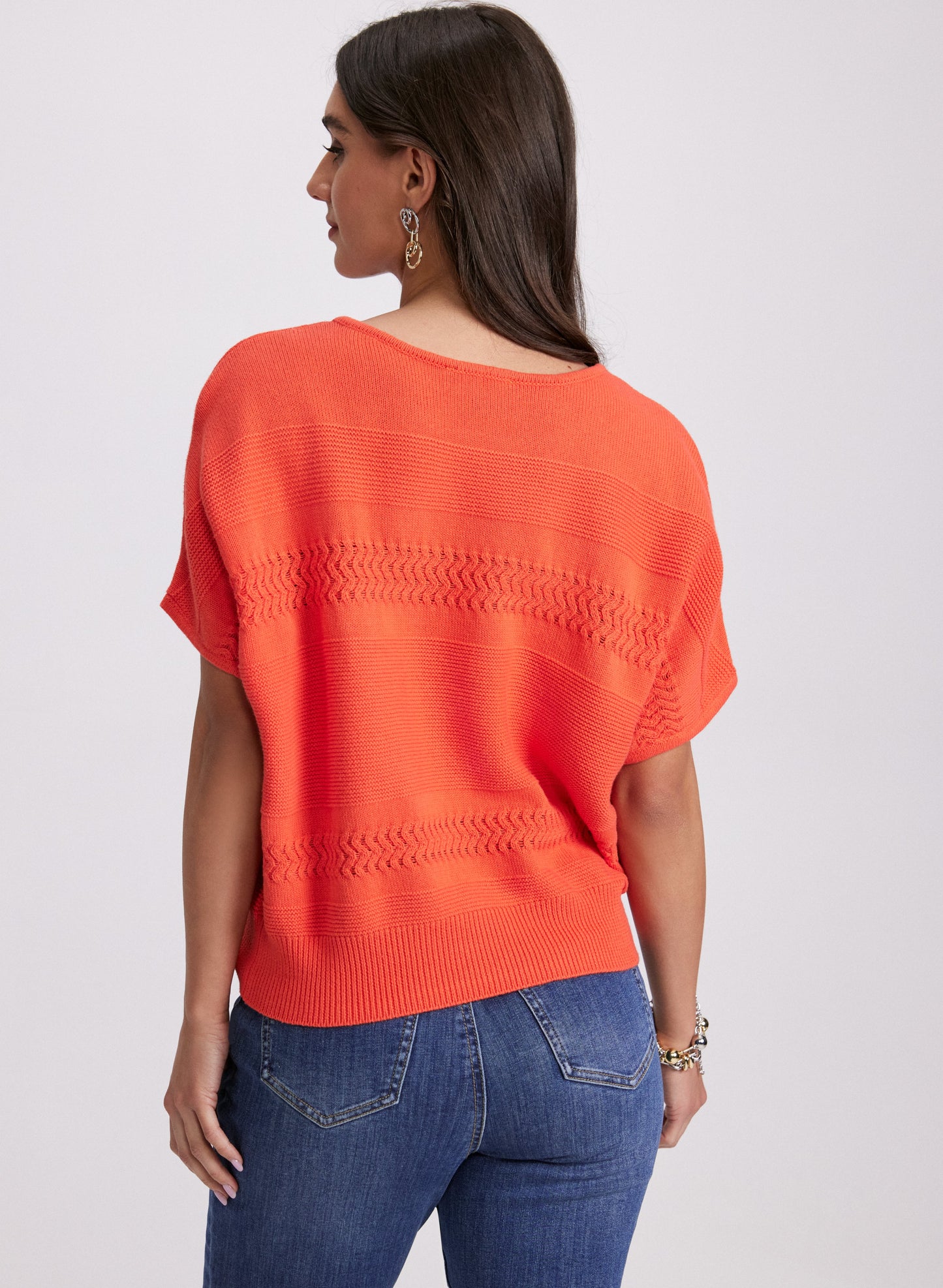 Mixed Knit Dolman Sweater