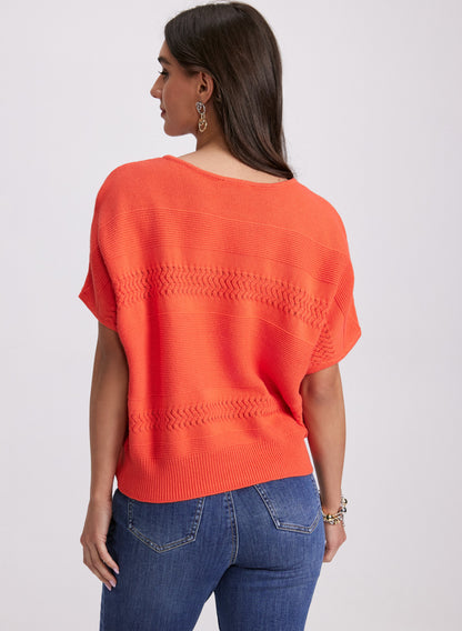 Mixed Knit Dolman Sweater