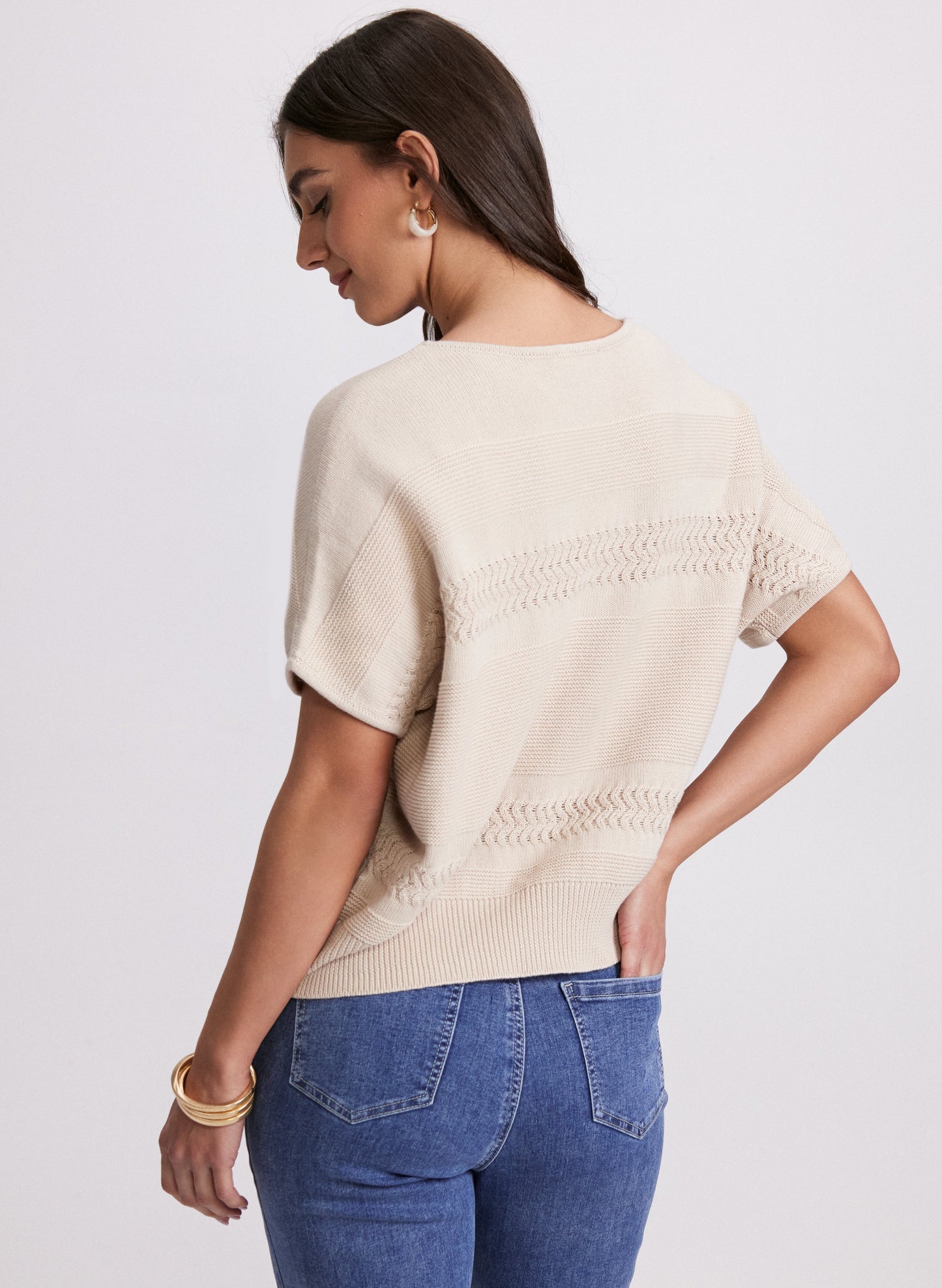 Mixed Knit Dolman Sweater