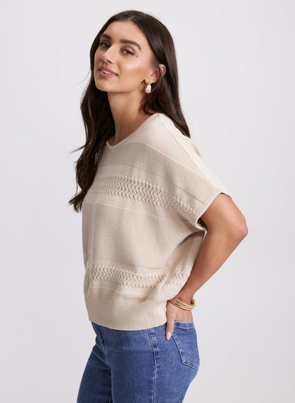 Mixed Knit Dolman Sweater