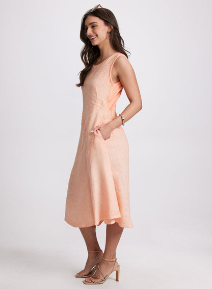 Linen Bias-Cut Midi Dress